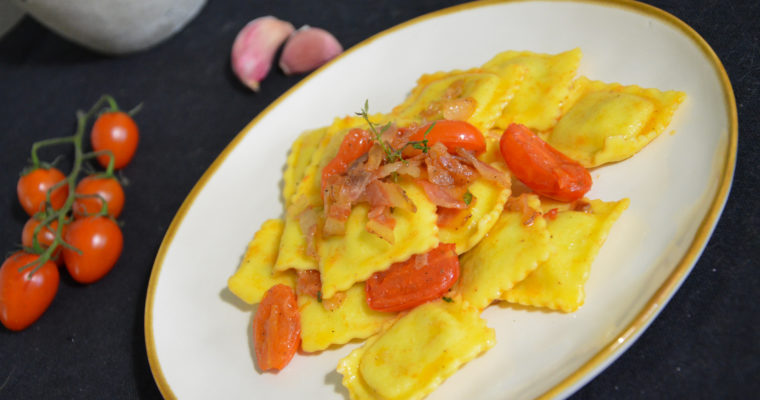 RAVIOLI GUANCIALE E POMODORINI